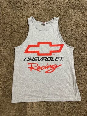 Vintage Chevrolet racing “triple grey” tank top 00s size large